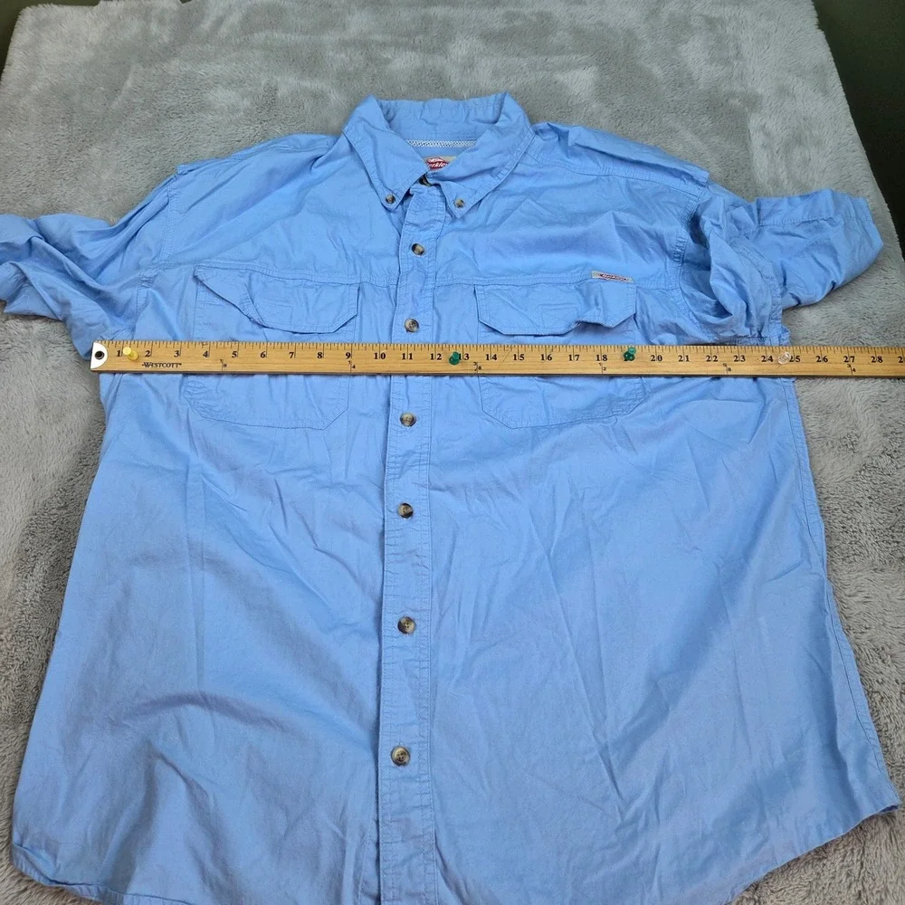 Berkley Fishing Shirt Mens XL SS Ventilated Mesh Back Utility Pockets Sky Blue